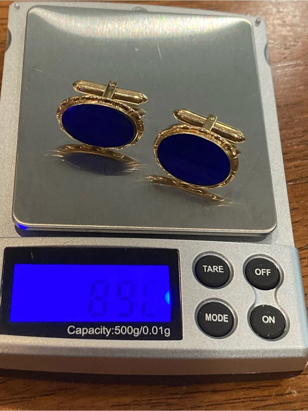 14k Gold and Lapis Oval Cufflinks
